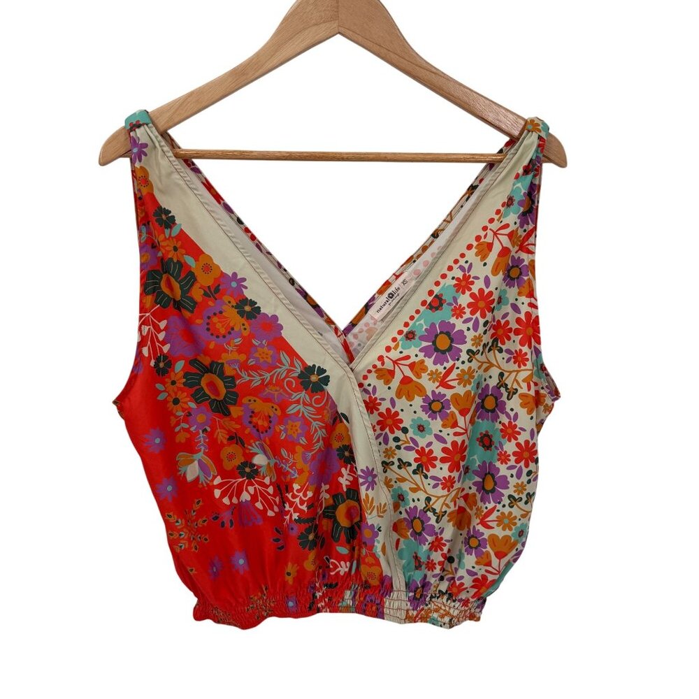 NATURAL LIFE Floral Tank Top - Red and Cream